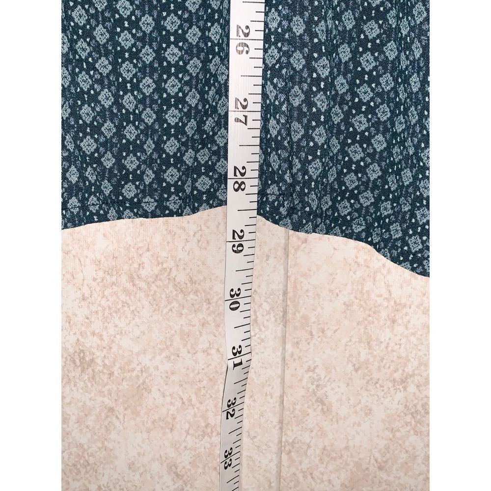 Maurices Womens XXL Teal Geometric Print Lace Detail Long Sleeve Blouse Top - Picture 2 of 10